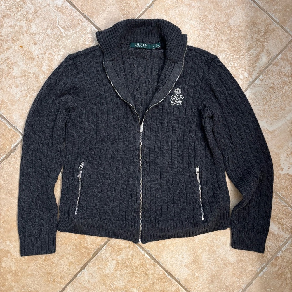 Ralph Lauren Cable Knit Zip-Up Sweater